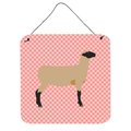 Micasa Hampshire Down Sheep Pink Check Wall or Door Hanging Prints6 x 6 in. MI234173